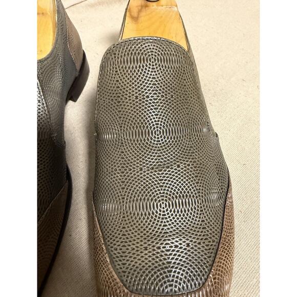 Cesare Paciotti Dress Shoes Mens Size 7.5 Gray Embossed Leather Slip On Italy main image 7